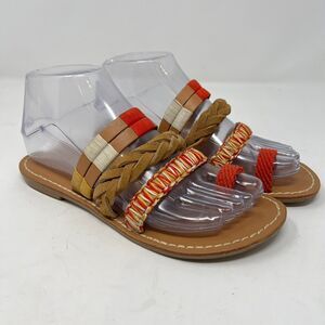 Soludos Sandals Women’s 6 Leather Multi Band Slide Braided Straps Boho Beachy
